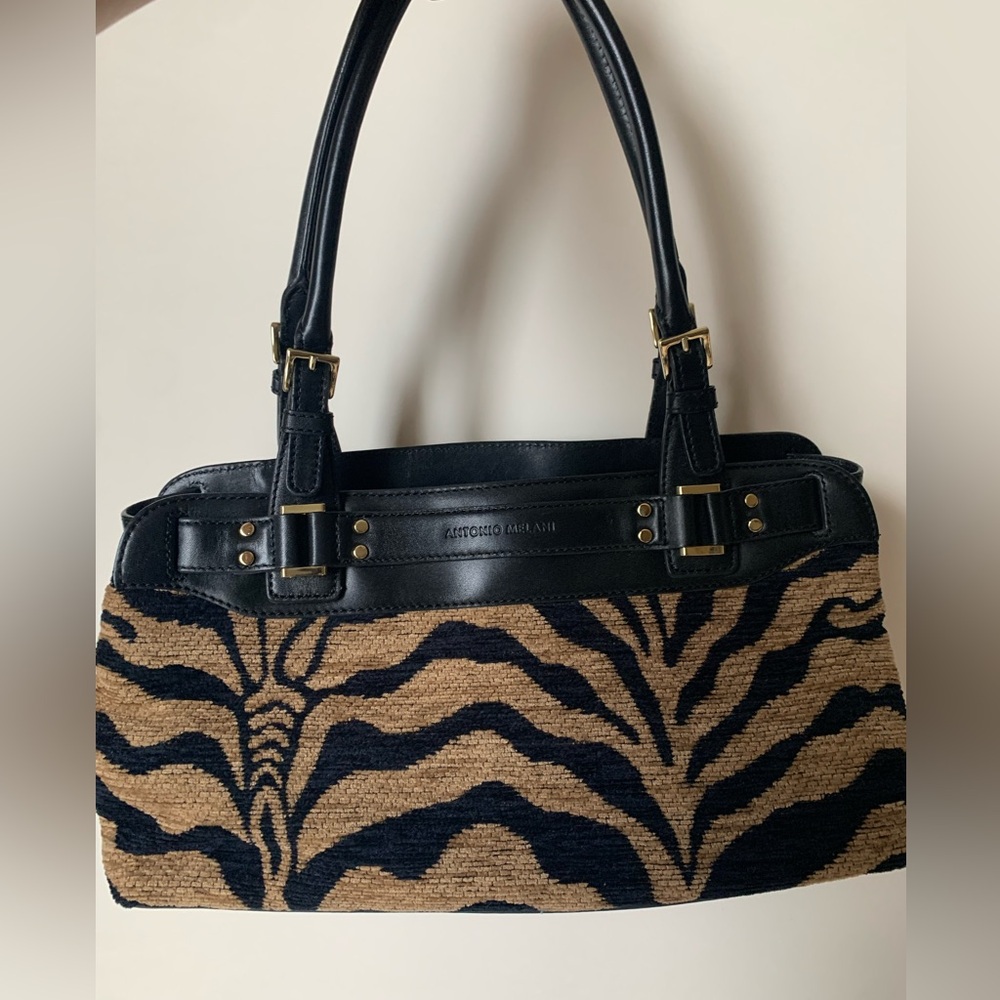 Antonio Melani Black and Tan Zebra Print Women's Bag